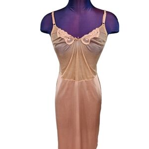 Vintage Yves Saint Laurent Peach Iridescent Satin Chemise Lingerie Size 34 Women